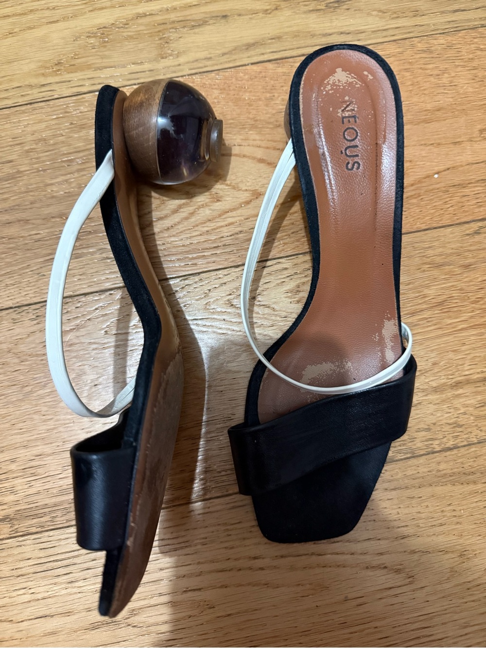 NEOS Black and White Sandals Transparent Heel - 39